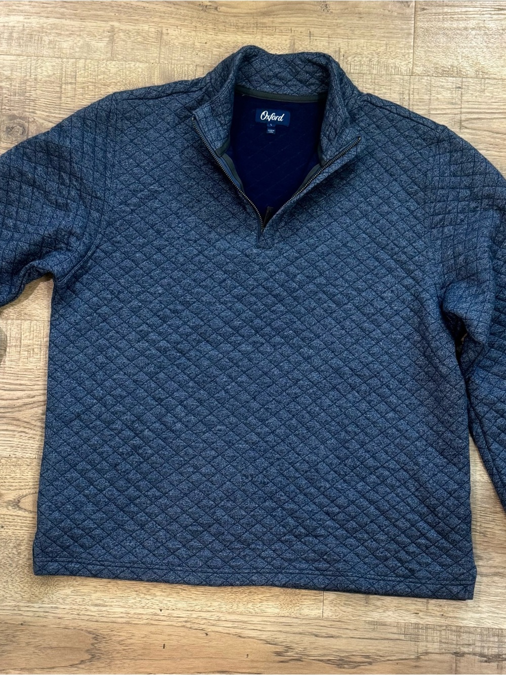 Oxford Quilted Half-Zip Pullover - Dark Blue